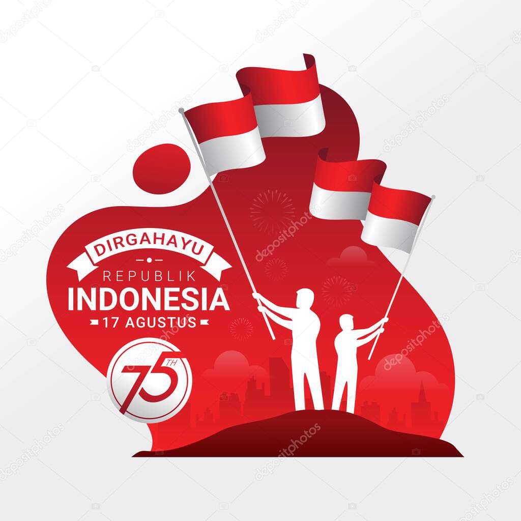Indonesia Independence day celebration greeting card. 17 August indonesia national day