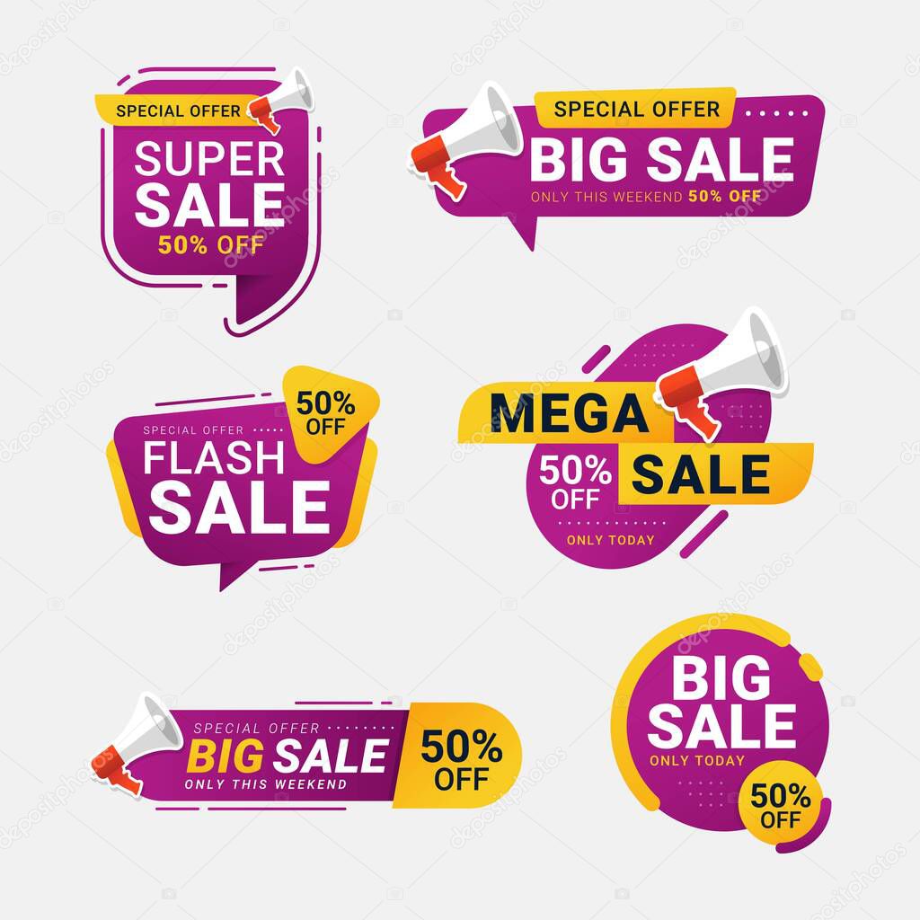 Sale label collections special offer tag price discount promotion