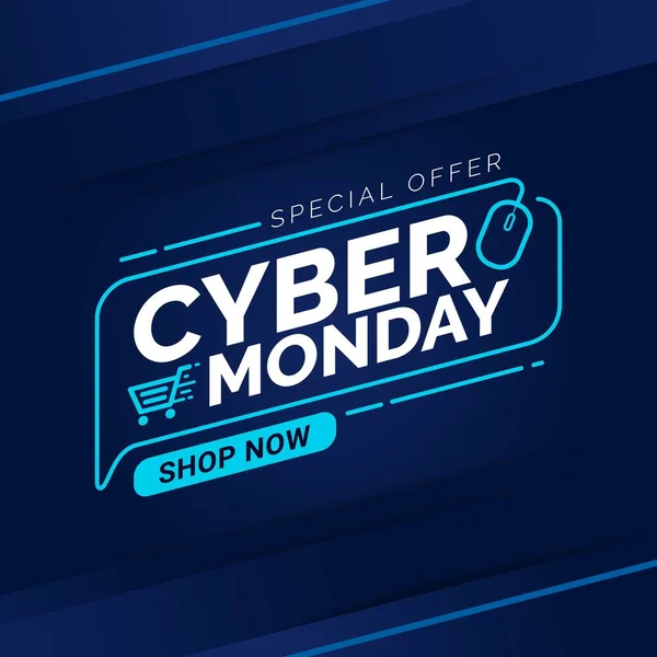 Modello Banner Vendita Cyber Monday Illustrazione Vettoriale Promozione Aziendale — Vettoriale Stock