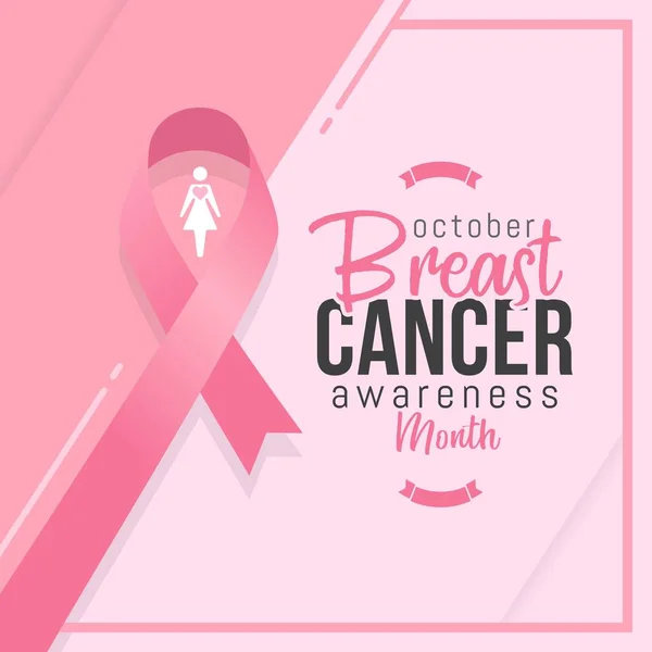 Σχεδιασμός Banner Μήνα Ευαισθητοποίησης Για Τον Καρκίνο Του Μαστού Ροζ — Διανυσματικό Αρχείο