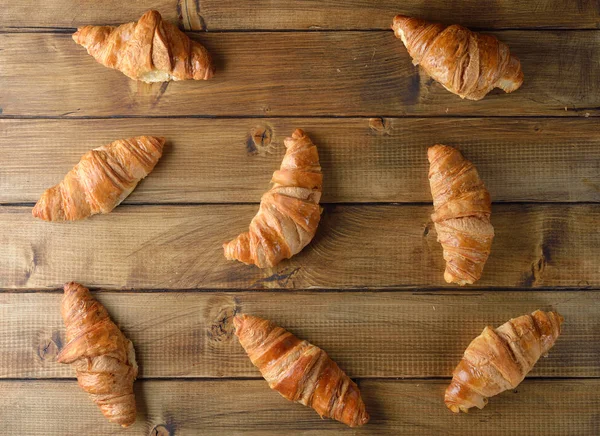 French Croissants Wooden Background — Stock Photo, Image