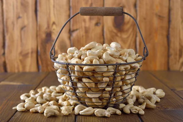 Organic Cashew Nuts Brown Background — 图库照片