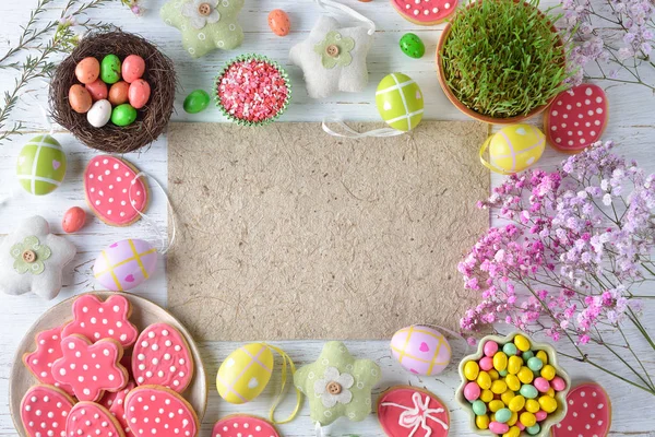 Dulces Decoraciones Pascua Sobre Fondo Blanco — Foto de Stock