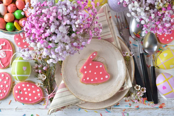 Easter Cutlery White Background — Stock Photo, Image