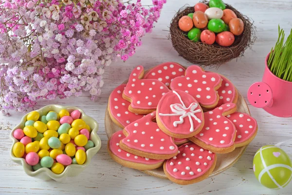 Easter Cookies Decor White Background — Stock Photo, Image