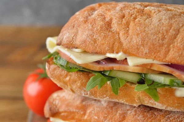 Ciabatta sandwich with arugula — Stock Photo, Image