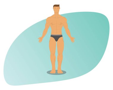 Kaslı erkek vücut beach için vücut geliştirme sixpack vektör çizim göstermek