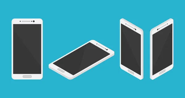 Coleção Conjuntos Smartphones Isométricos Frente Direita Esquerda Ilustração Vetorial Superior — Vetor de Stock