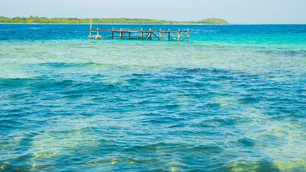 Transparent Clear Sea Beautiful Landscape Background Island Boat Distance Indonesia — Stock Photo, Image