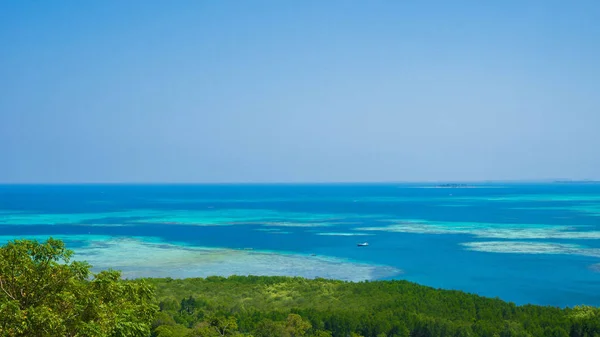 Blaues Meer Mit Türkisfarbenem Wasser Und Grünem Baumwald Karimun Jawa — Stockfoto