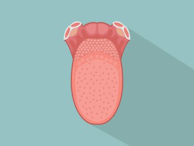 human tongue isolated with long shadow style and vintage retro style - vector illustration clipart