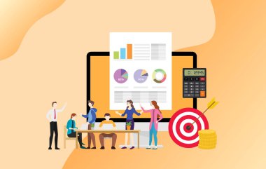 para ve gol - ile birlikte çalışan mali iş takım kişiler vektör