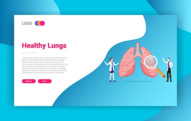 Akciğer veya sayfa şablonu - vektör akciğerler sağlık doktor tedavi kavramı açılış Web sitesi tasarımı için