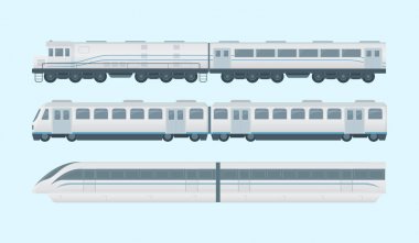 3 model seçeneği ile modern tren koleksiyonu - vektör