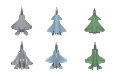 jet fighter uçak savaş çeşitli şekil ve türü ile toplama seti - vektör