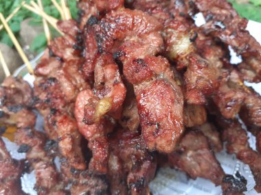 endonezya bambu sopa dilimlenmiş gıda et ızgara sate