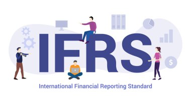büyük kelime veya metin ve modern düz tarzı ile takım insanlar ile ifrs kavramı - vektör