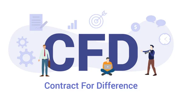 Cfd contrato para el concepto de diferencia con la palabra grande o texto y equipo de personas con estilo plano moderno - vector — Vector de stock