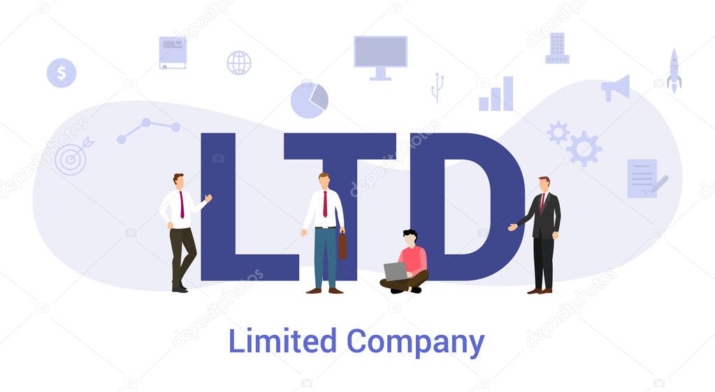ltd limited time company concept with big word or text and team people with modern flat style - vector