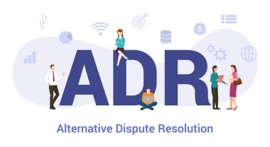 adr alternatif anlaşmazlık çözünürlüğü kavramı büyük kelime ya da metin ve modern düz stile sahip takım insanları - vektör