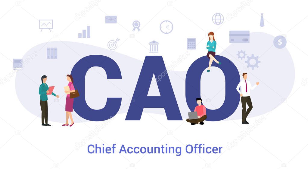 cao chief accounting officer concept with big word or text and team people with modern flat style - vector