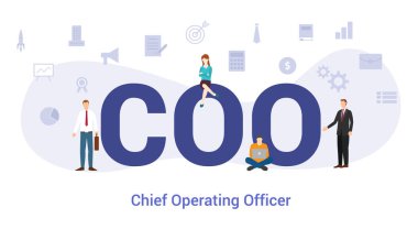coo chief operating officer concept with big word or text and team people with modern flat style - vector