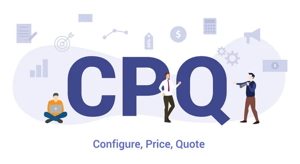 Cpq configurar el concepto de cotización de precios con gran palabra o texto y personas de equipo con estilo plano moderno - vector — Vector de stock