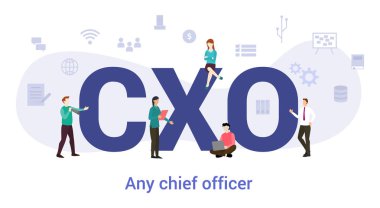 cxo any chief officer concept with big word or text and team people with modern flat style - vector