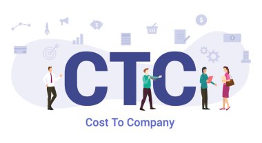 ctc cost to company concept with big word or text and team people with modern flat style - vector
