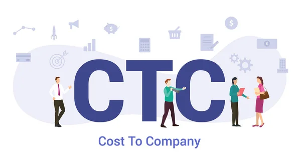 Ctc costo de concepto de empresa con gran palabra o texto y equipo de personas con estilo plano moderno - vector — Vector de stock