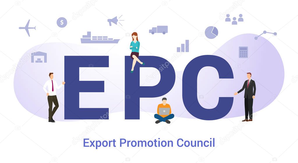 epc export promotion council concept with big word or text and team people with modern flat style - vector