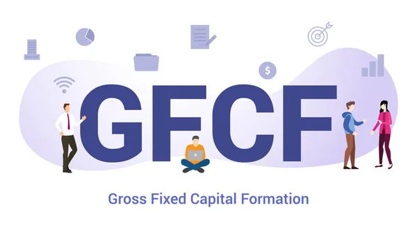 Gfcf информационная концепция валового основного капитала с большим словом или текстом и командой людей с современным плоским стилем - вектор — стоковый вектор