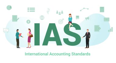 ias international accounting standards concept with big word or text and team people with modern flat style - vector clipart