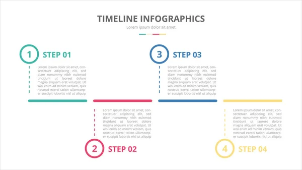 Zeitleiste Infografik Vorlage Banner-Konzept mit horizontalem Layout und 4-stufigem Prozess mit modernem flachen Stil — Stockvektor