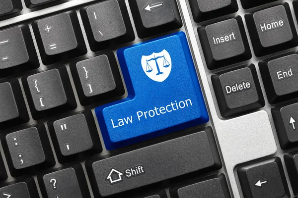 Close View Conceptual Keyboard Law Protection Blue Key — Stock Photo, Image