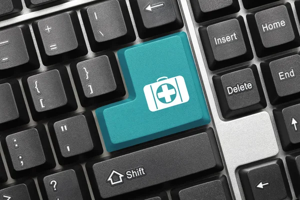 Nahaufnahme Auf Konzeptioneller Tastatur Blaue Taste Mit Medizinischem Taschensymbol — Stockfoto