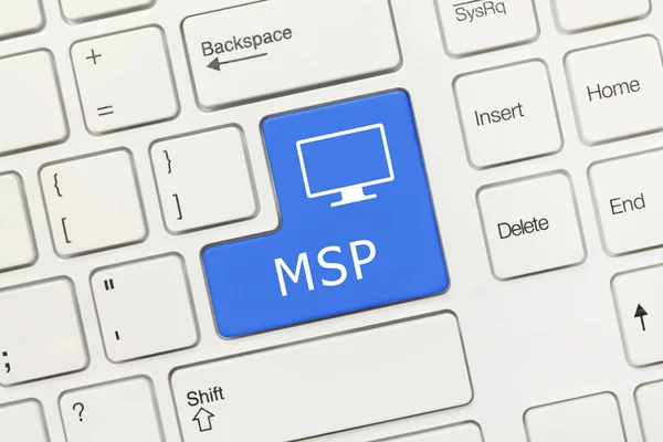 Yakından görmek beyaz kavramsal klavye - Msp (mavi tuş)