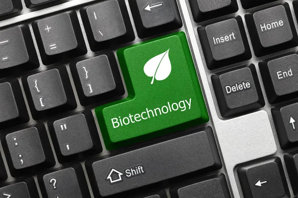 Close View Conceptual Keyboard Biotechnology Green Key — Stock Photo, Image