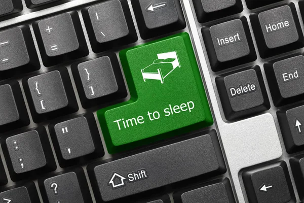 Visão Close Teclado Conceitual Tempo Para Dormir Tecla Verde — Fotografia de Stock