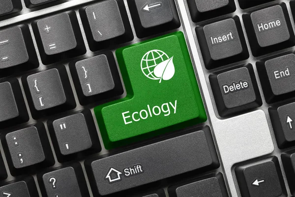 Close View Conceptual Keyboard Ecology Green Key — Stock Photo, Image