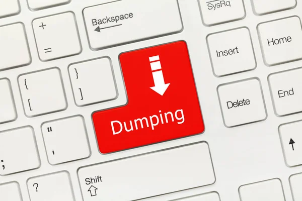 Nahaufnahme Auf Weißer Konzeptueller Tastatur Dumping Rote Taste — Stockfoto