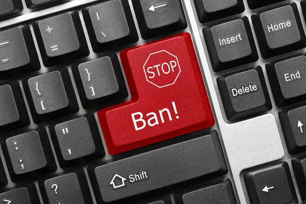Koncepcyjne klawiatury - Ban (czerwony klucz) — Zdjęcie stockowe
