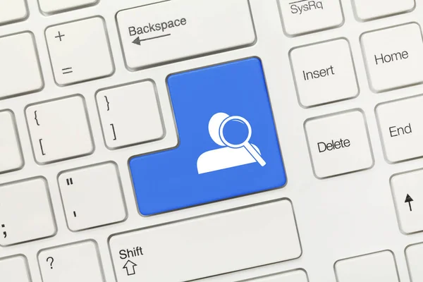 Bílá koncepční klávesnice - Modrá klávesa se symbolem Expert — Stock fotografie