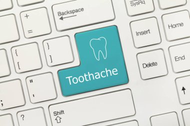 Beyaz kavramsal klavye - Toothache (mavi tuş)