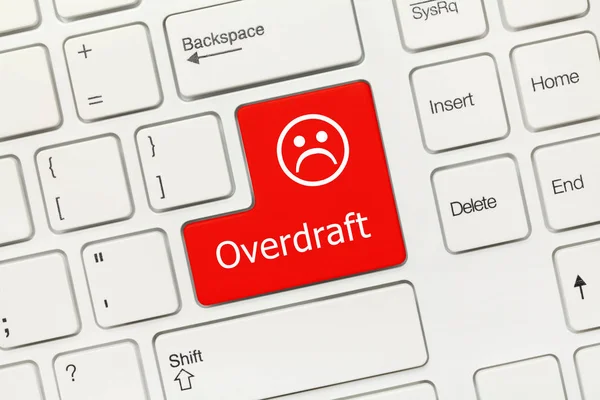 White conceptual keyboard - Overdraft (red key) — Stock Photo, Image