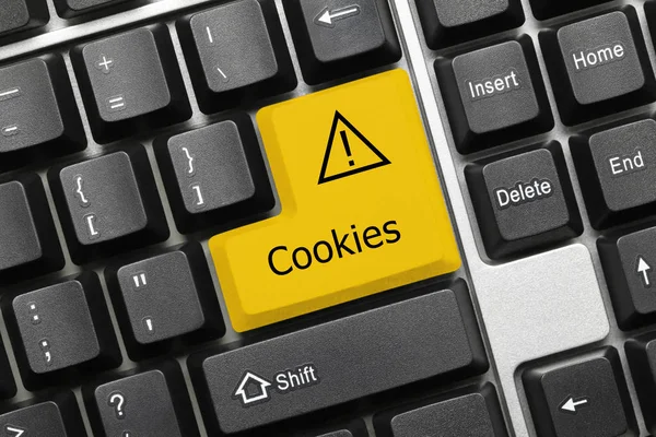 Conceptual keyboard - Cookies (yellow key) Stock Photo