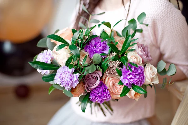 American teen girl with bouquet