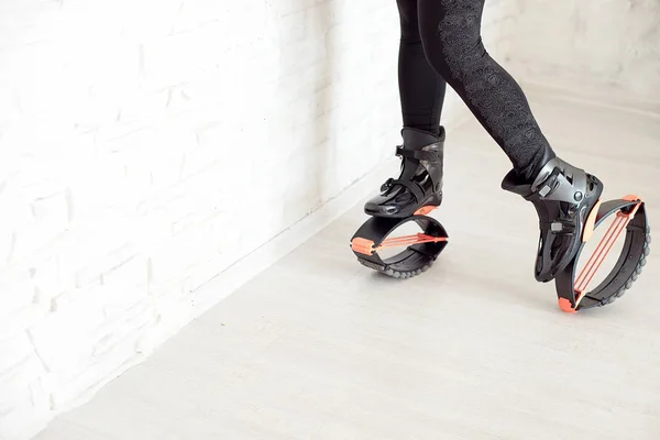 Close Female Legs Kangoo Jumps Boots Indoors — Stock Photo, Image