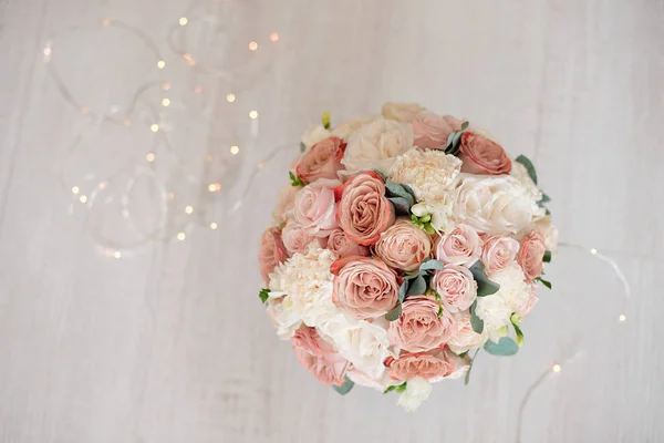 Gros Plan Élégant Bouquet Fleurs Avec Des Roses Diathus Oeillet — Photo