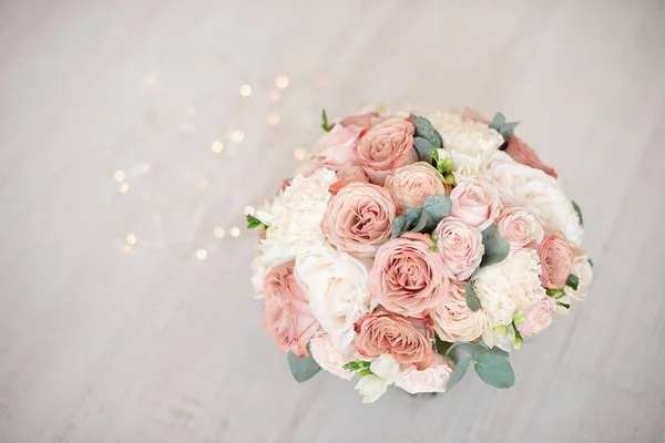Gros Plan Élégant Bouquet Fleurs Avec Des Roses Diathus Oeillet — Photo